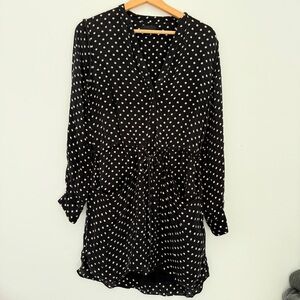 Intermix silk polka dot tie waist shirt dress